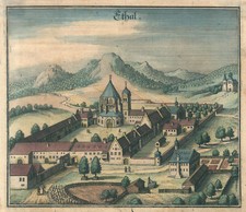 Ettal Original Kupferstich Merian 1644