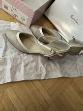 Rainbow Club Brautschuhe Ester Damen Pumps Riemchen Ivory Creme Satin Tanzschuh