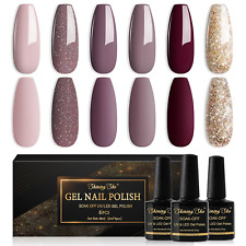 Shining She UV Nagellack Braun 6 Farben Glitzer Matt Dunkelrot Graubraun SoakOff