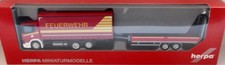 HERPA SCANIA CG17 PLANEN LKW MIT TANDEM ANHÄNGER FEUERWEHR NEUTRAL