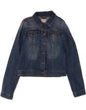 Fat Face Damen Crop Jeansjacke UK 14 mittelblau Baumwolle DM11