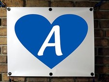 Maiherzen - 76 cm x 60 cm / 73 cm x 55 cm Planen Banner  + Ösen‎ - blau/weiß