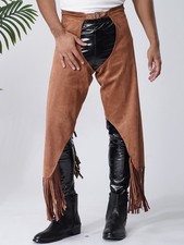DE Herren Cowboy Chaps Westliche Mode Showchaps Mit Quasten Retro Cowoy Kostüm