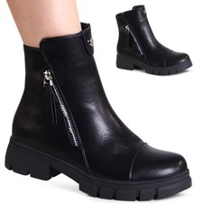 Damenschuhe Plateau Stiefeletten Ankle Boots Booties Kurzstiefel Profilsohle