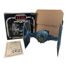 Star Wars Battle Damaged Tie Fighter mit Box Beschreibung vintage Kenner