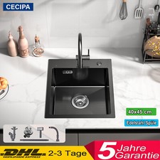 Küchenspüle Edelstahl Einbauspüle klein Spülbecken mit Ablaufgarnitur 40X45cm