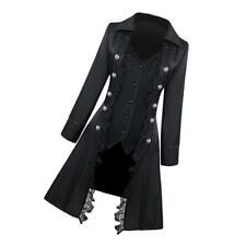 Retro Damen Steampunk Gothic Mantel Mittelalter Jacke Cosplay Kostüm XL Schwarz