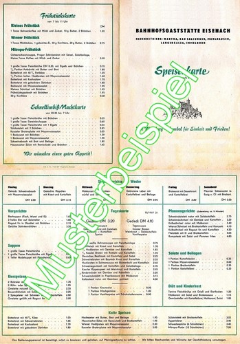Speisekarte bahnofsgaststätte - speisekarte,