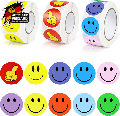 1500 bunte smiley - , aufkleber