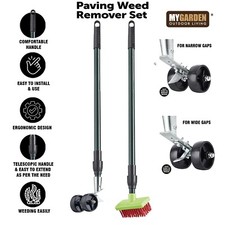 2 Stück Teleskop Unkrautbürste & Schaber Besenkopf Terrasse Terrasse Scheuerblock Pflaster 