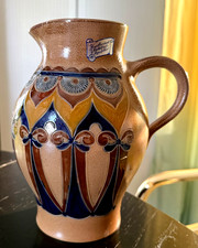 Merkelbach Keramik KRUG Salzglasur,Art Deco Motiv,handgefertigt,signiert+Etikett