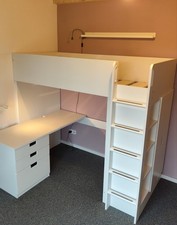 IKEA Stuva Hochbett, 90x200 weiß+ Kleiderschrank/Schreibtisch/Schubladenelement