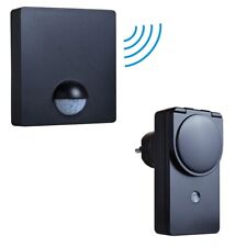 Funk Set AUßEN PIR Bewegungsmelder Batteriebetrieb 230V Steckdose Melder Switch