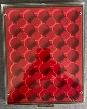 Leuchtturm Münzbox Dunkelrot/Rauchf. m. 35 runden Fächern