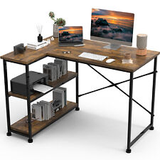 GUNJI Schreibtisch L-förmiger Computertisch Gaming Tisch Bürotisch mit Regalen