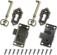 2 Stück Antikes Schrankschloss mit Schlüssel, Dekoratives Möbelschloss für Schra