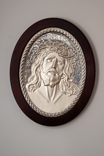 Christus Ikone versilbert