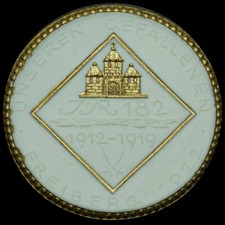 MILITÄR: Porzellan-Medaille 1922. INFANTERIE-REGIMENT 182. FREIBERG / SACHSEN.