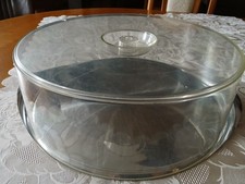 Tortenplatte aus Edelstahl mit Kunststoffhaube  Kuchenglocke Aufbewahrung