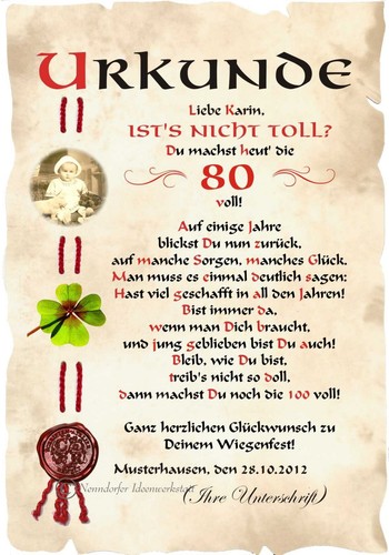 Urkunde geburtstag din - din, a4