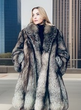 SALE SALE Pelzmantel Crystal Silberfuchs  Fuchsmantel Fuchsjacke fur coat