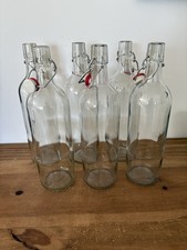 6 Bügelverschluss Flaschen  1 Liter gebraucht Glas Schnappverschluss