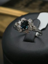 Ring Größe 57 / 585 Weißgold  14 Karat elegant Diamant Brillant Saphir