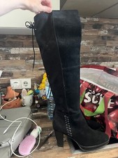 Neu Tamaris Stiefel Teilweise Leder Lang Boots Grosse 39 Overknee Schwarz