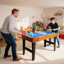 SPORTNOW 5-in-1 Multi Spieltisch Multifunktionstisch mit Tischtennis Walnuss