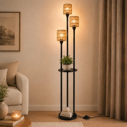 Stehlampe rattan flammig - stehlampe, 3-flammig
