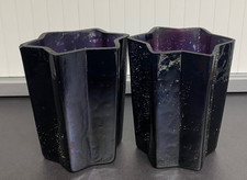 2 Teelichthalter Glas Kerze Teelicht Windlicht Weihnachten Winter lila H=10cm*