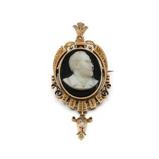 Brosche Anhänger mit Onyx 585