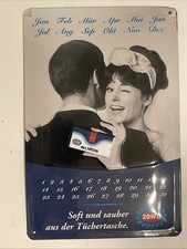 Blechschild ZEWA Softis Retro endloser KALENDER ca.20x30cm gewölbt +1 Magnetring