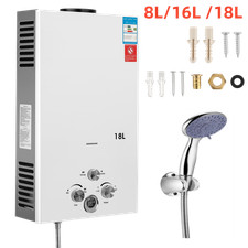 8/16/18L LPG Propane Durchlauferhitzer Warmwasserboiler mit Duschkopf Camping Tz