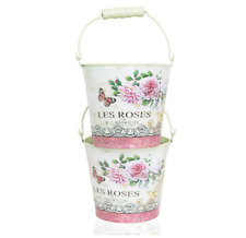 2 x Metall Eimer Les Roses mit