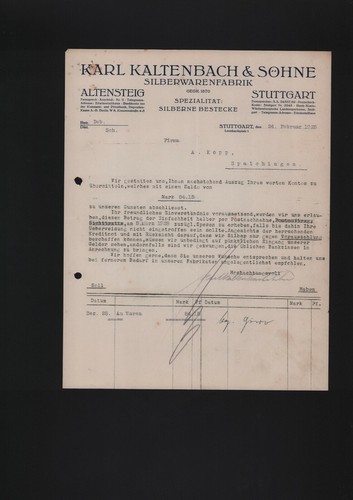 Stuttgart brief 1928 otto - stuttgart,,