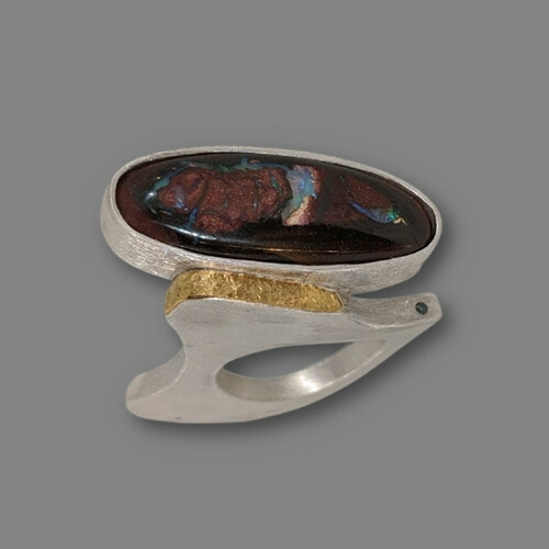 Ring boulder opal blauer - boulder, opal,