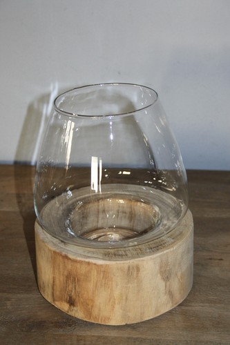 Windlicht vase holzboden - vase,