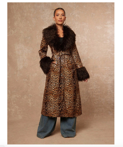 Damen mantel leopard - mantel, lederlook