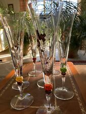 7 Champagnergläser Mundgeblasen und handbemalt Nagelglas