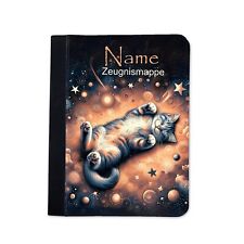 Zeugnismappe Katze personalisiert mit Name Urkundenmappe Dokumente A4+