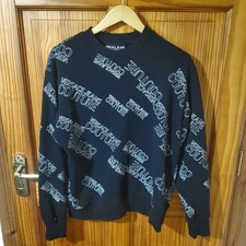 VERSACE JEANS COUTURE Sweatshirt Herren Logo Allover Baumwollfleece Schwarz Größe M