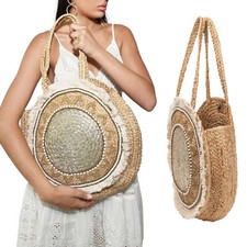 Runde Jutetasche Nairobi Beige