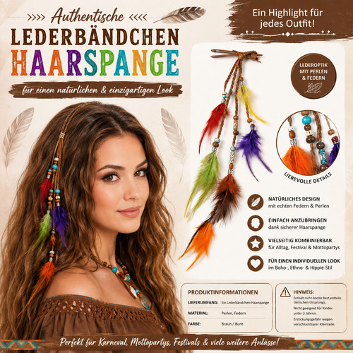 Lederbändchen haarspange mit - haarspange,
