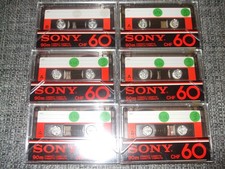 6 X SONY COMPACT CASSETTE CHF 60, 90 m, Index unbeschriftet, wie neu!