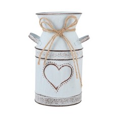 Vintage Milchkanne Vase HerzföRmige Muster 10 x 195 cm Shabby Chic Tischdeko ...