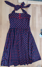 LeoStore De Rockabilly Kleid Vintage Stil Gr.S Blau Rot gepunktet