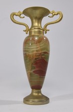 schöne ONYX MARMOR AMPHORE mit Schlangengriffen Vase Deko Figur Mythologie