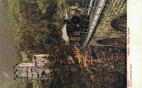 Albulabahn mit ruine campi - albulabahn,