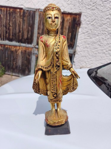 Buddha stehend sockel gold - buddha,